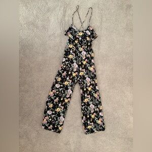 Floral Black Cross- Back Jumpsuit, Abercrombie Size Small- Worn Once